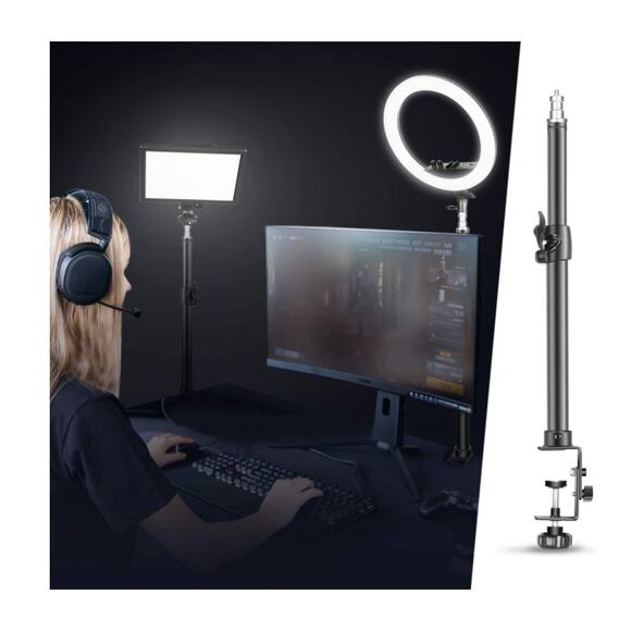 Tabletop Light/Clip Stand w/ 1/4 inch Screw for Ring Light 12.5-20.6 inches - Picture 1 of 12